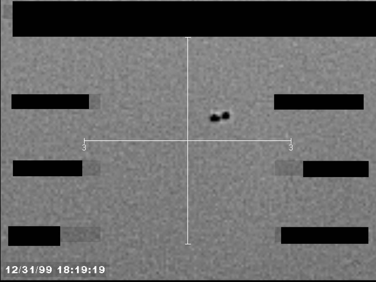 FLIR, 31/12/1999.  CONFIRMACIÓN CRÍTICA: los dos objetos son visibles a escala completa (sin zoom)